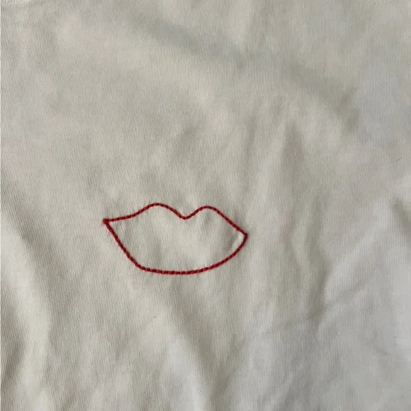 CLARE V. Embroidered Detail Balloon Sleeve Cotton Tee - Picture 6 of 8